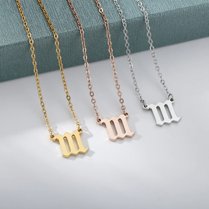 Angel Number Necklace - 111 222 333 444 555 666 777 888 999 Devil Stainless Steel Rose Gold Necklace, Trendy Angel Silver Necklace