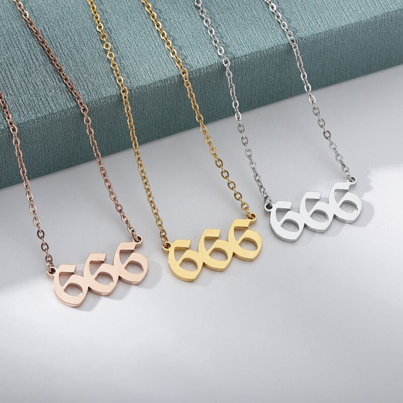 Angel Number Necklace - 111 222 333 444 555 666 777 888 999 Devil Stainless Steel Rose Gold Necklace, Trendy Angel Silver Necklace