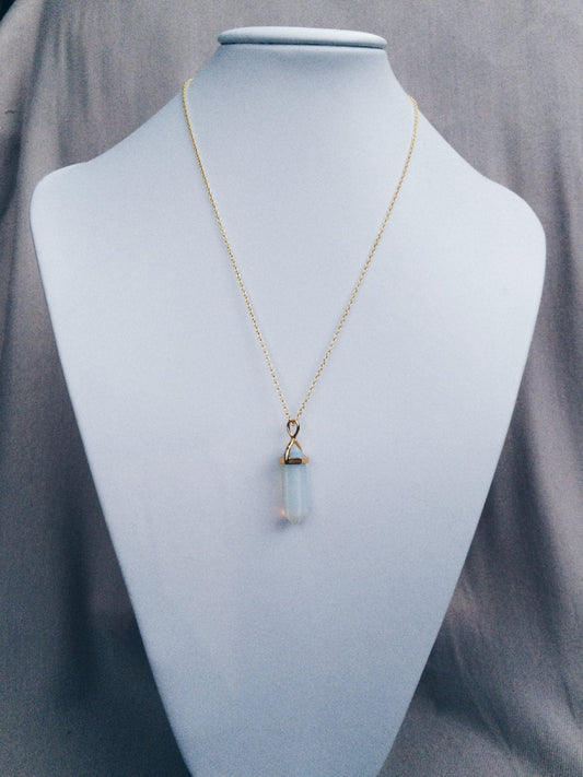 Opal Gold Healing Stone Crystal Necklace