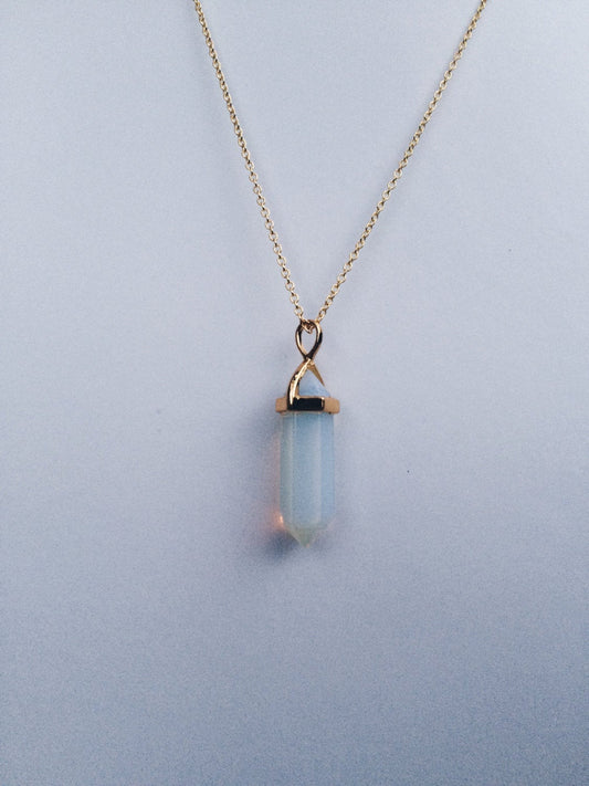 Opal Gold Healing Stone Crystal Necklace