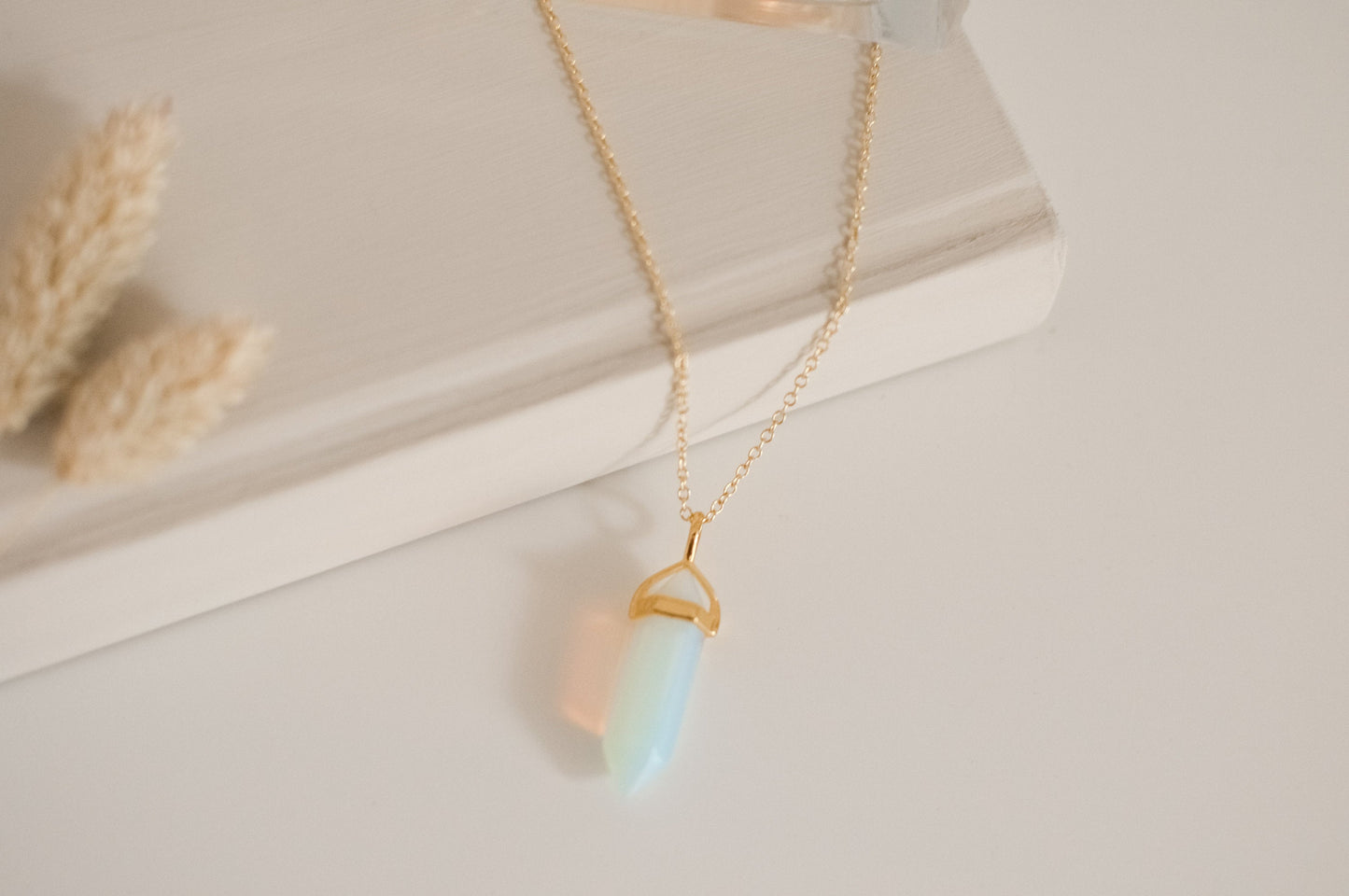 Opal Gold Healing Stone Crystal Necklace