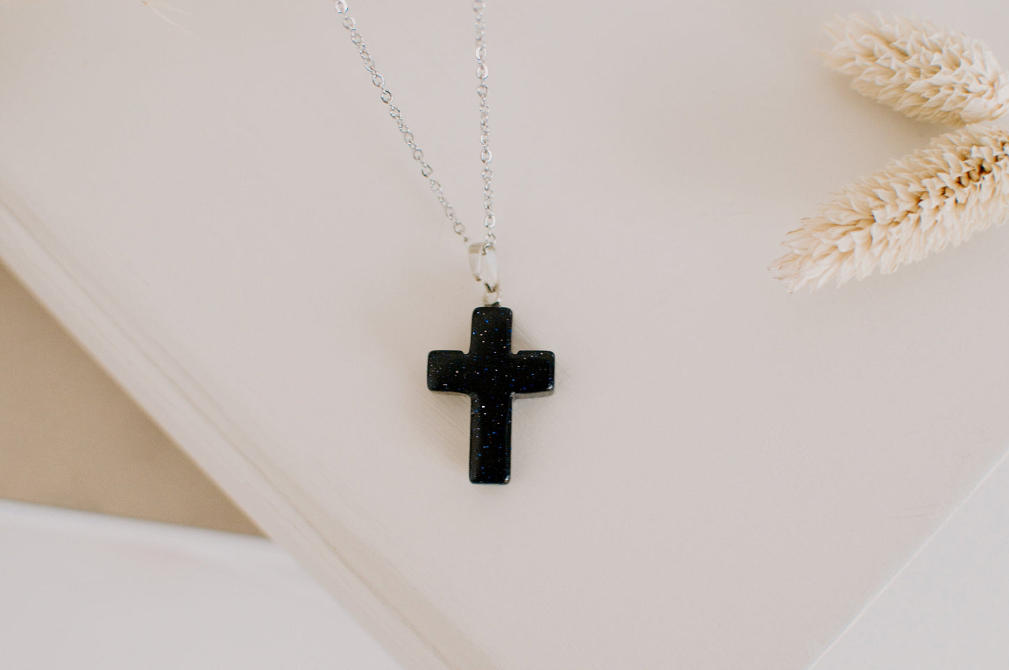 Cross Crystal Gemstone Healing Stone Necklace