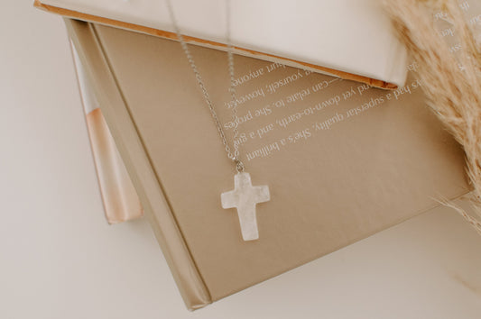 Cross Crystal Gemstone Healing Stone Necklace