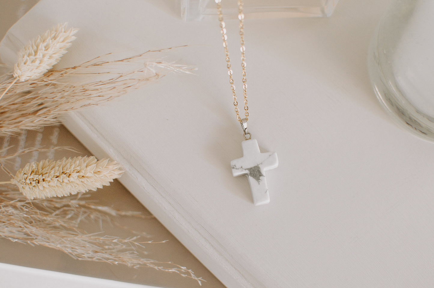 Cross Crystal Gemstone Healing Stone Necklace