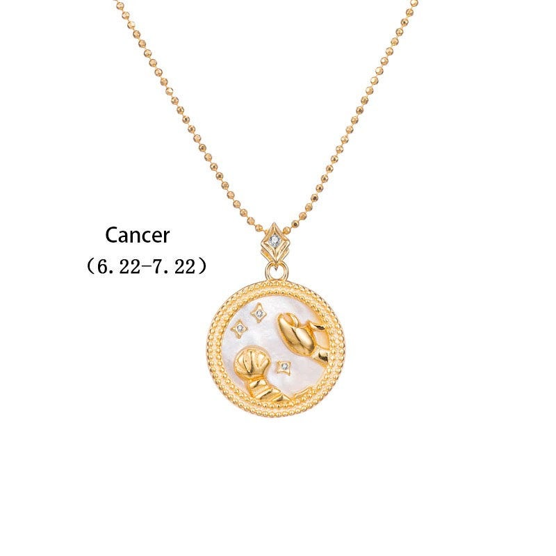 ZODIAC SIGN NECKLACE, White & Gold Horoscope Women's Necklace, Zodiac Sign Jewelry, 12 Constellation Pendants, Birthday Gift for Her