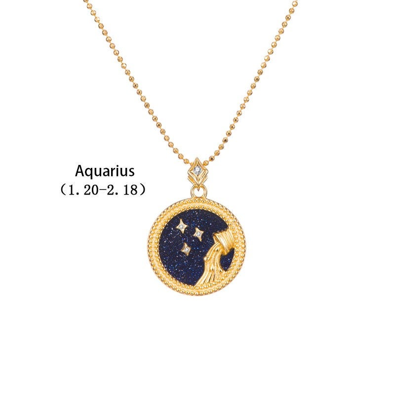 ZODIAC SIGN NECKLACE, Black & Gold Horoscope Women's Jewelry, 12 Constellation Necklace Pendants, Birthday Gift for Her