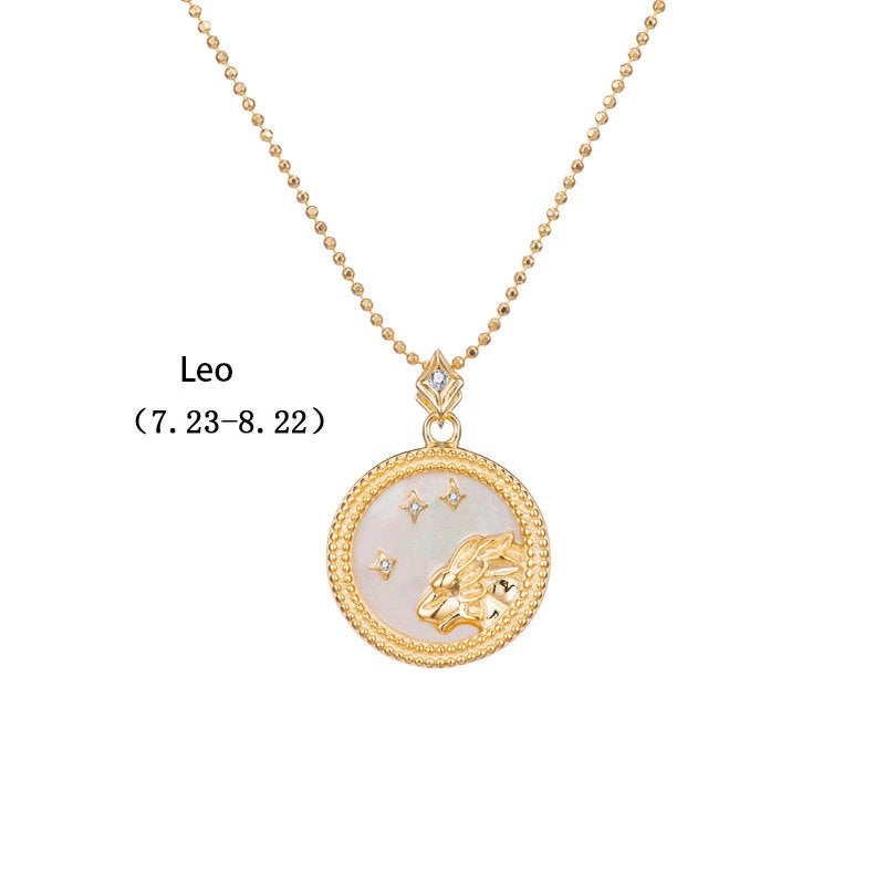 ZODIAC SIGN NECKLACE, White & Gold Horoscope Women's Necklace, Zodiac Sign Jewelry, 12 Constellation Pendants, Birthday Gift for Her