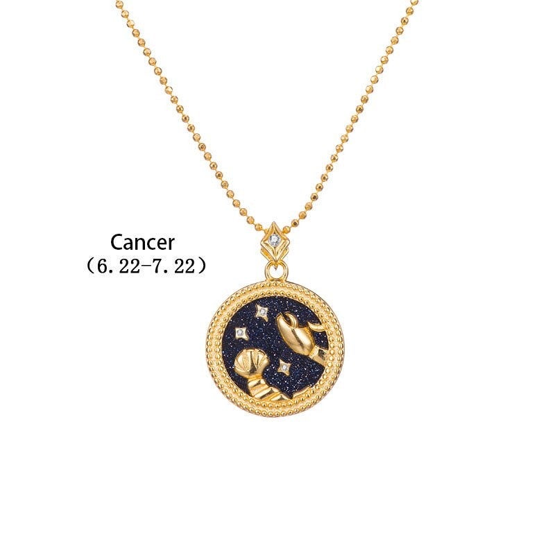 ZODIAC SIGN NECKLACE, Black & Gold Horoscope Women's Jewelry, 12 Constellation Necklace Pendants, Birthday Gift for Her