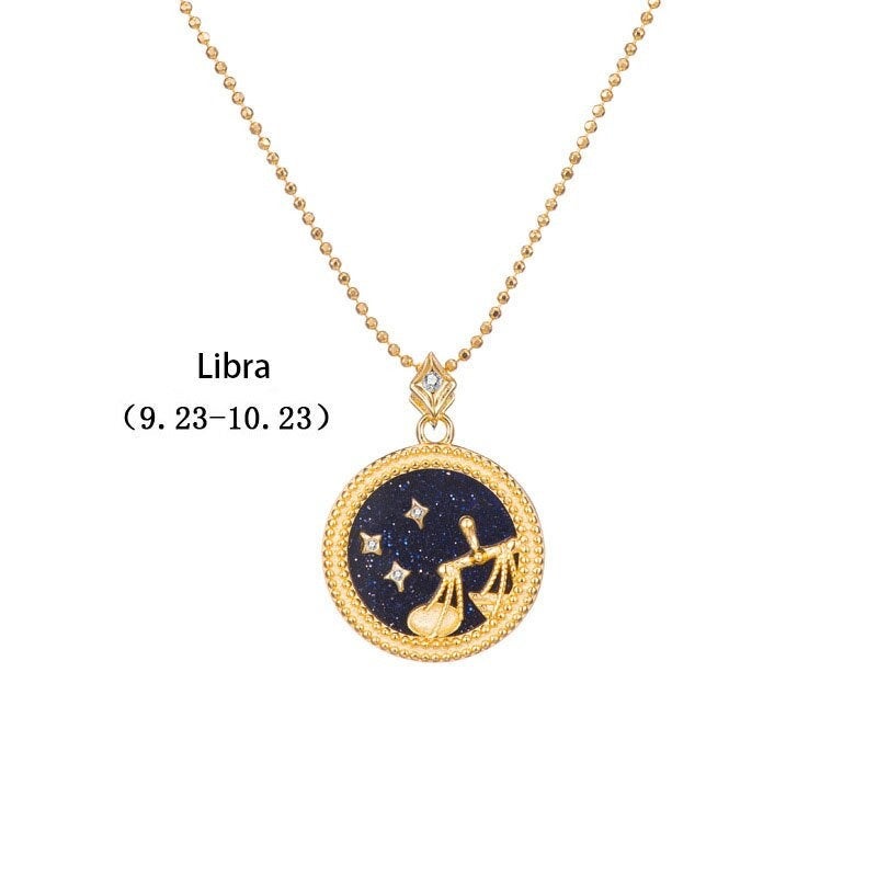 ZODIAC SIGN NECKLACE, Black & Gold Horoscope Women's Jewelry, 12 Constellation Necklace Pendants, Birthday Gift for Her