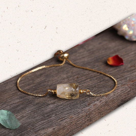 Citrine Adjustable Gold Bracelet, Citrine Quartz Bracelet, November Birthstone Jewelry