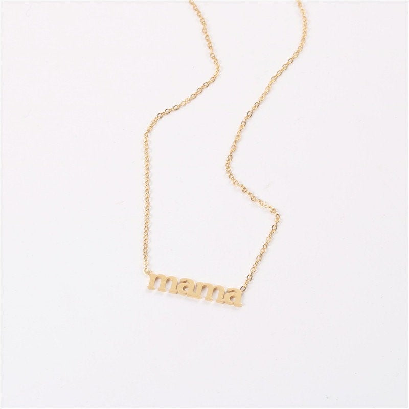 Mama 18k Gold Stainless Steel Necklace, Mom Necklace, Minimal Necklace for Mom, Birthday Gift for Mom, New Mom Gift, Pregnancy Gift Necklace