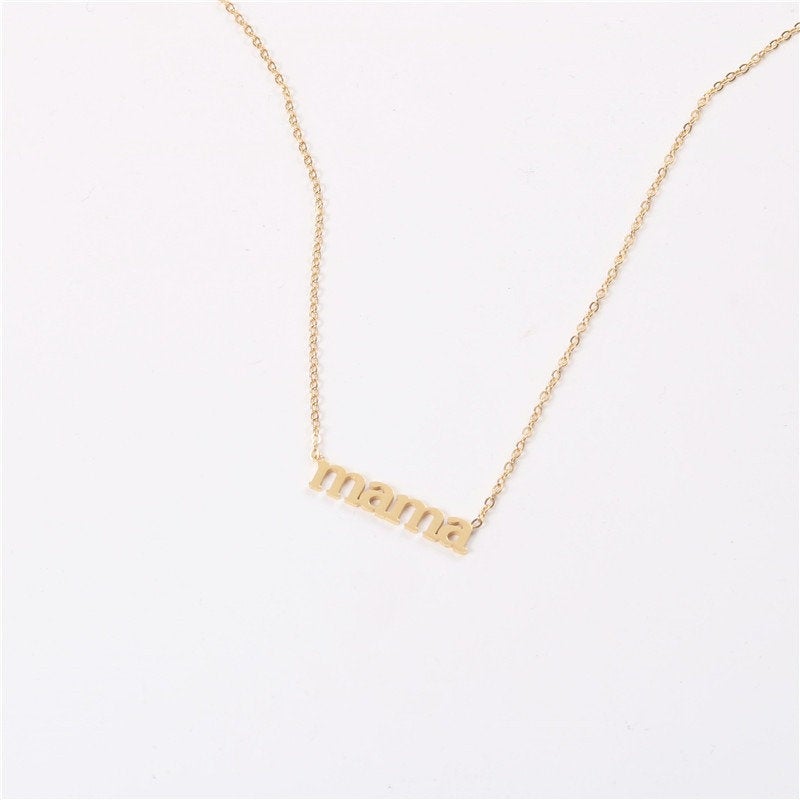 Mama 18k Gold Stainless Steel Necklace, Mom Necklace, Minimal Necklace for Mom, Birthday Gift for Mom, New Mom Gift, Pregnancy Gift Necklace