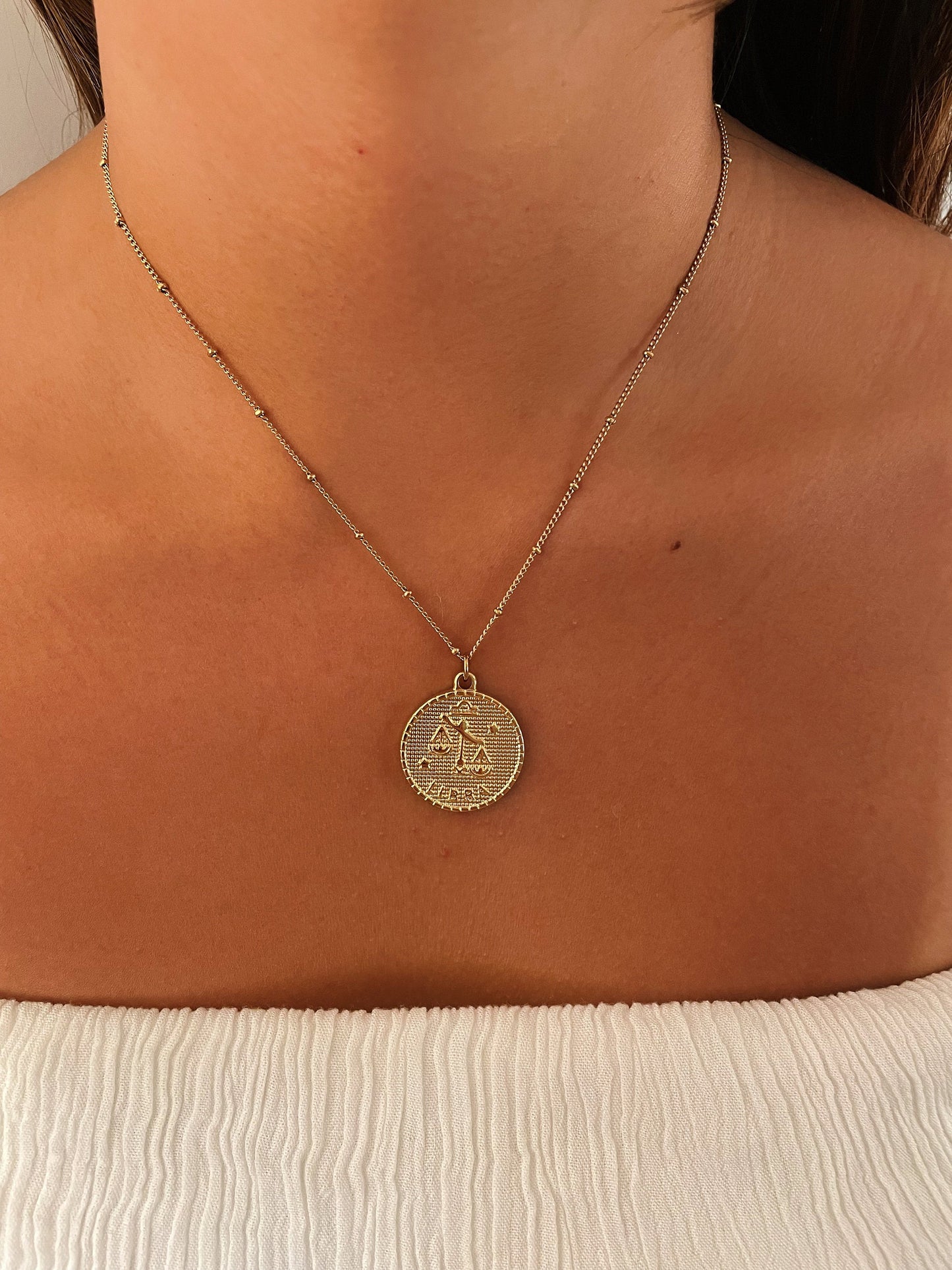 Zodiac Coin Stainless Steel Necklace, Horoscope Necklace, Zodiac Sign Jewelry, 12 Constellation Gold Coin Pendants, Birthday Gift for Her