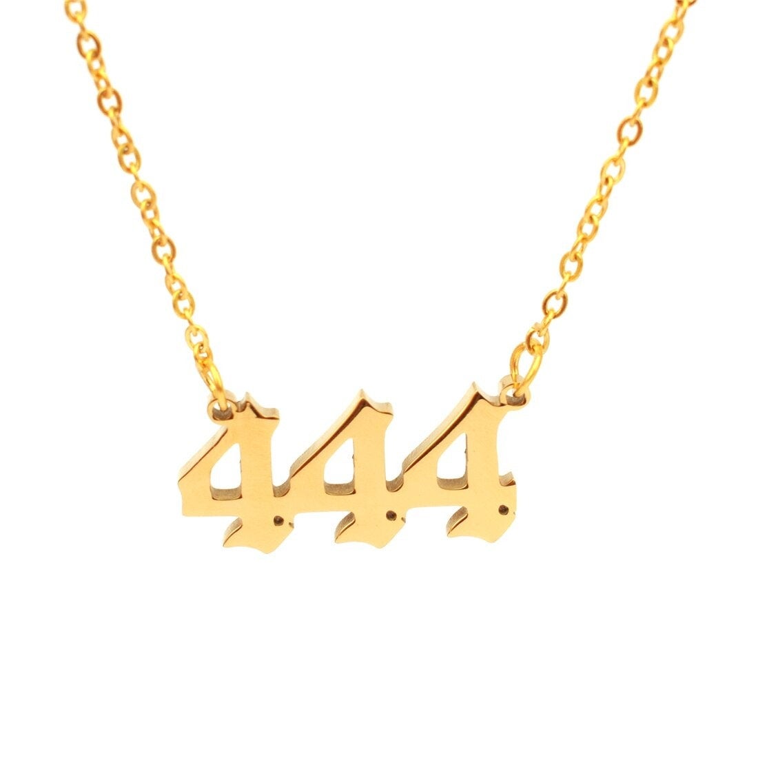 Angel Number Necklace - 111 222 333 444 555 666 777 888 999 Devil Stainless Steel Necklace, Old English Angel Necklace