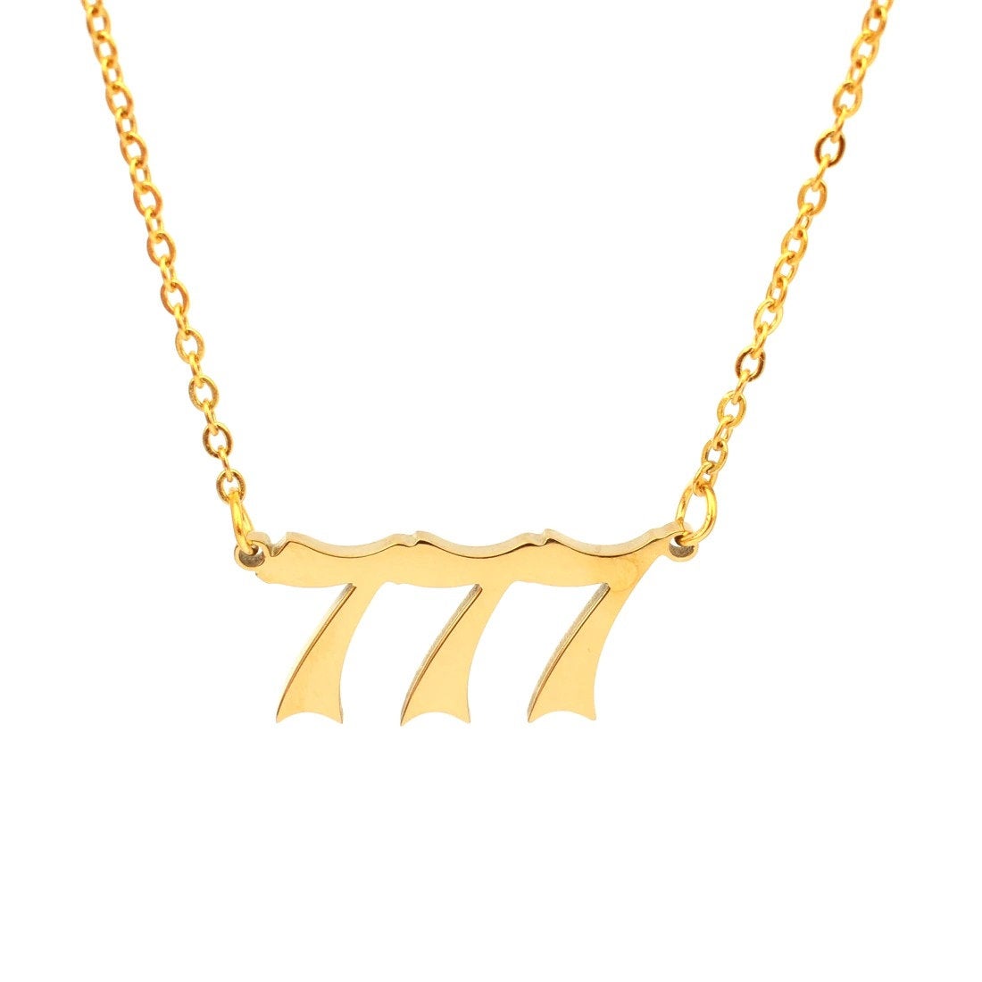 Angel Number Necklace - 111 222 333 444 555 666 777 888 999 Devil Stainless Steel Necklace, Old English Angel Necklace