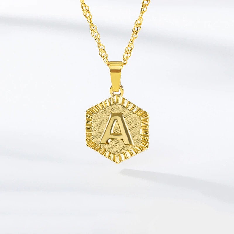 Initial A-Z Letter 18K Gold Plated Necklace, Personalized Monogram Name Layering Necklace, Birthday Gift for Her