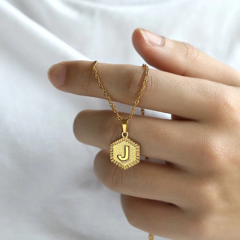 Initial A-Z Letter 18K Gold Plated Necklace, Personalized Monogram Name Layering Necklace, Birthday Gift for Her