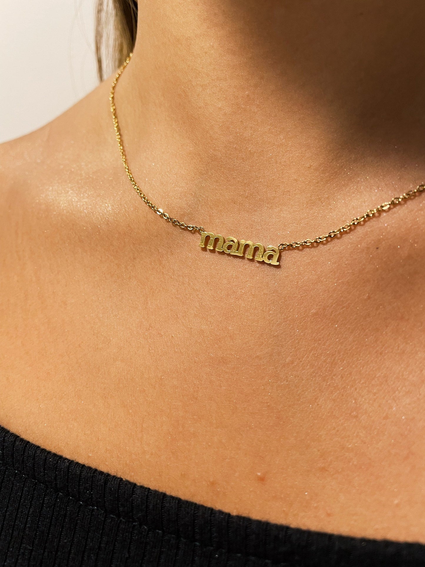 Mama 18k Gold Stainless Steel Necklace, Mom Necklace, Minimal Necklace for Mom, Birthday Gift for Mom, New Mom Gift, Pregnancy Gift Necklace
