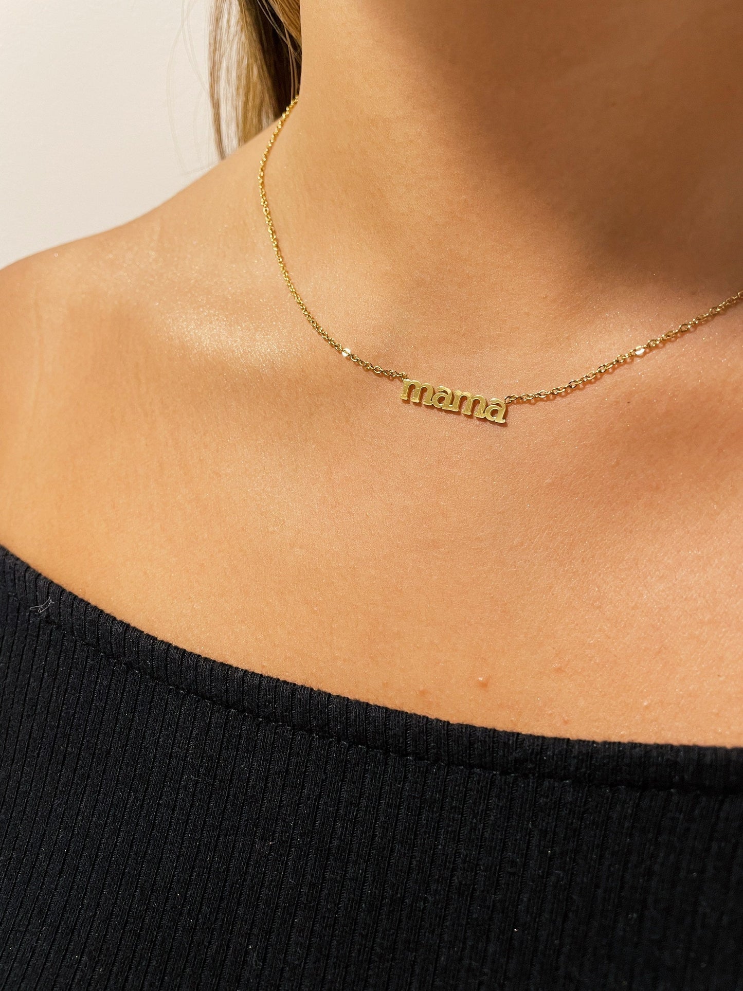 Mama 18k Gold Stainless Steel Necklace, Mom Necklace, Minimal Necklace for Mom, Birthday Gift for Mom, New Mom Gift, Pregnancy Gift Necklace