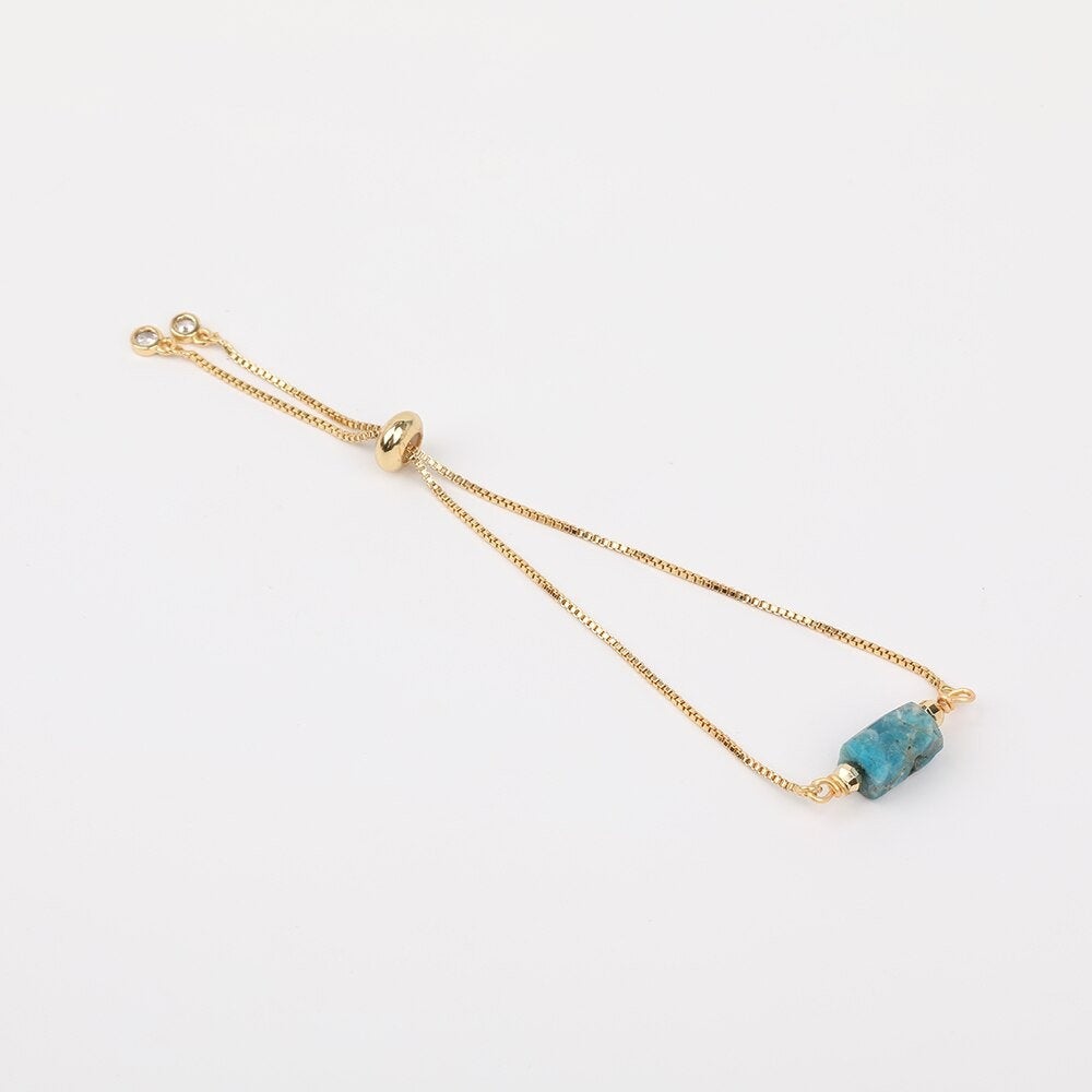 Blue Apatite Adjustable Gold Bracelet, Apatite Healing Crystal Stone Jewelry