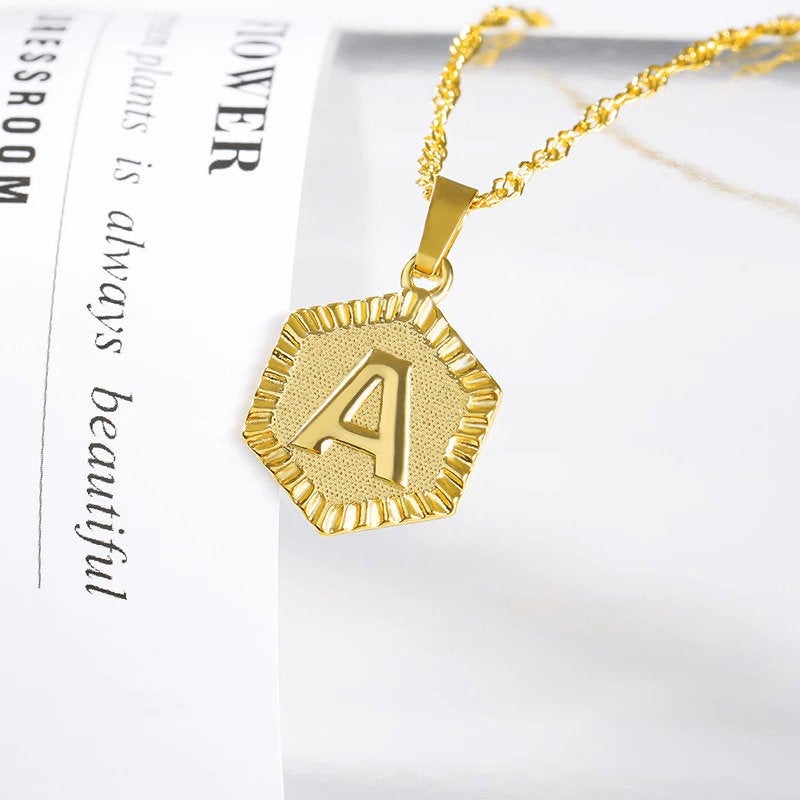 Initial A-Z Letter 18K Gold Plated Necklace, Personalized Monogram Name Layering Necklace, Birthday Gift for Her