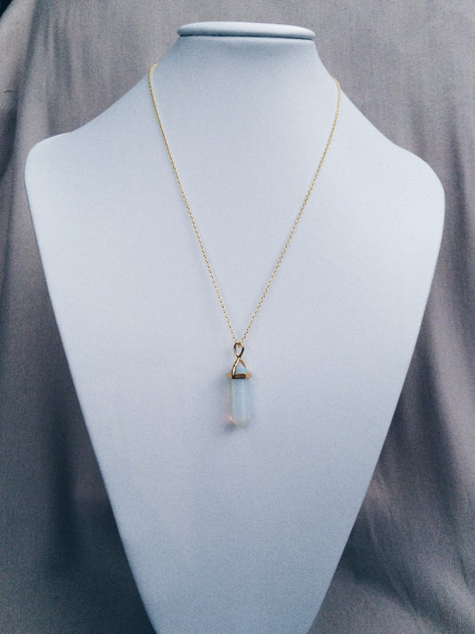 Opal Gold Healing Stone Crystal Necklace