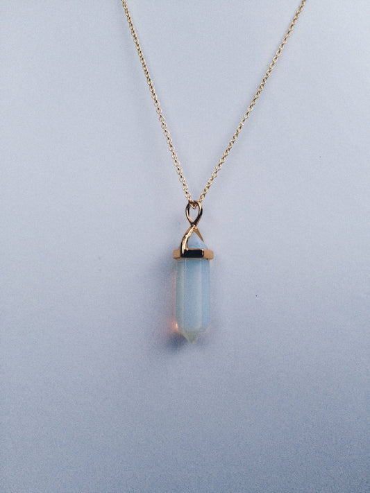 Opal Gold Healing Stone Crystal Necklace