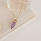 Amethyst Gold Purple Healing Stone Crystal Necklace, Amethyst Pendant Birthstone Necklace