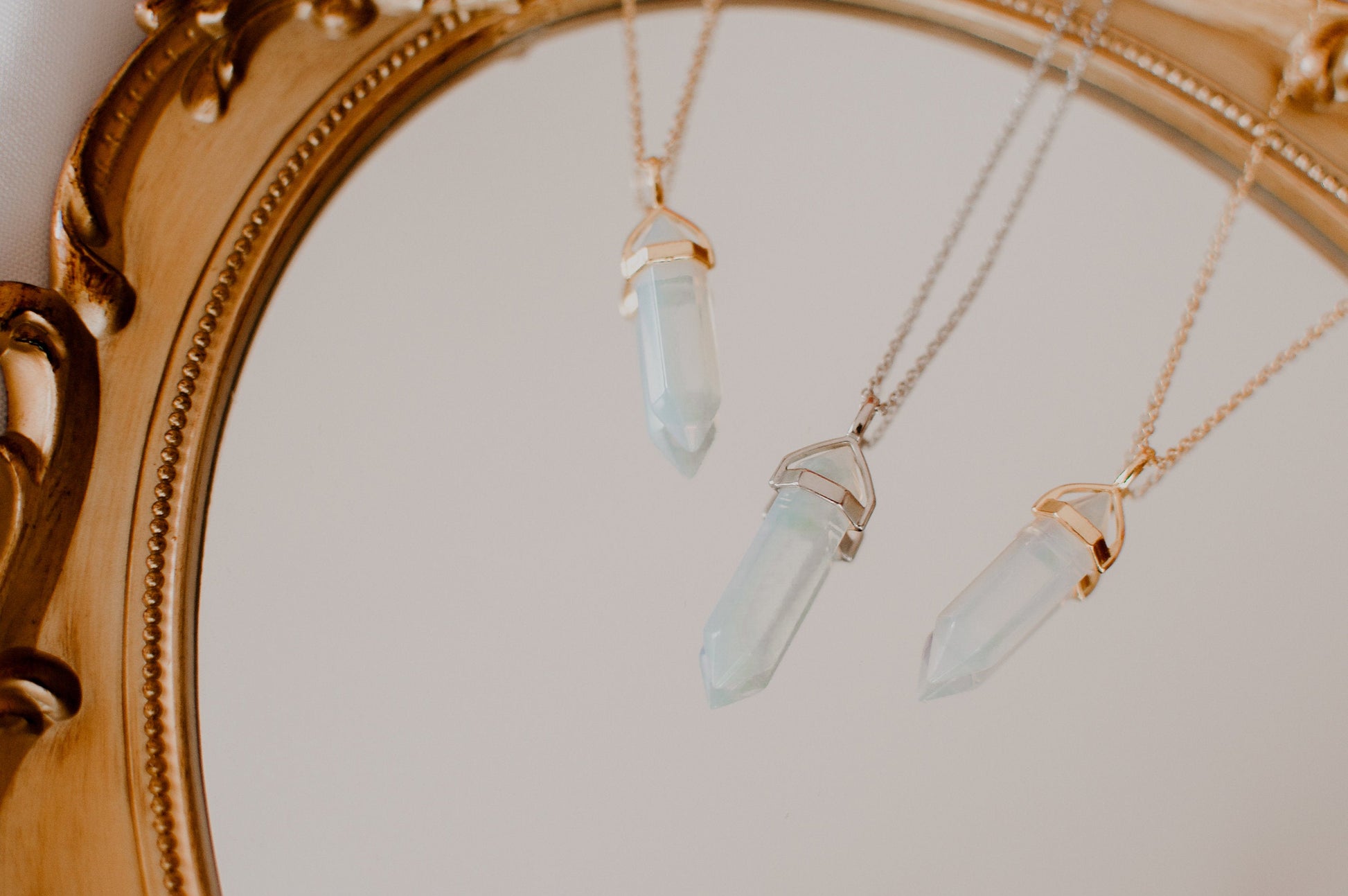 Opal Silver Healing Stone Crystal Necklace