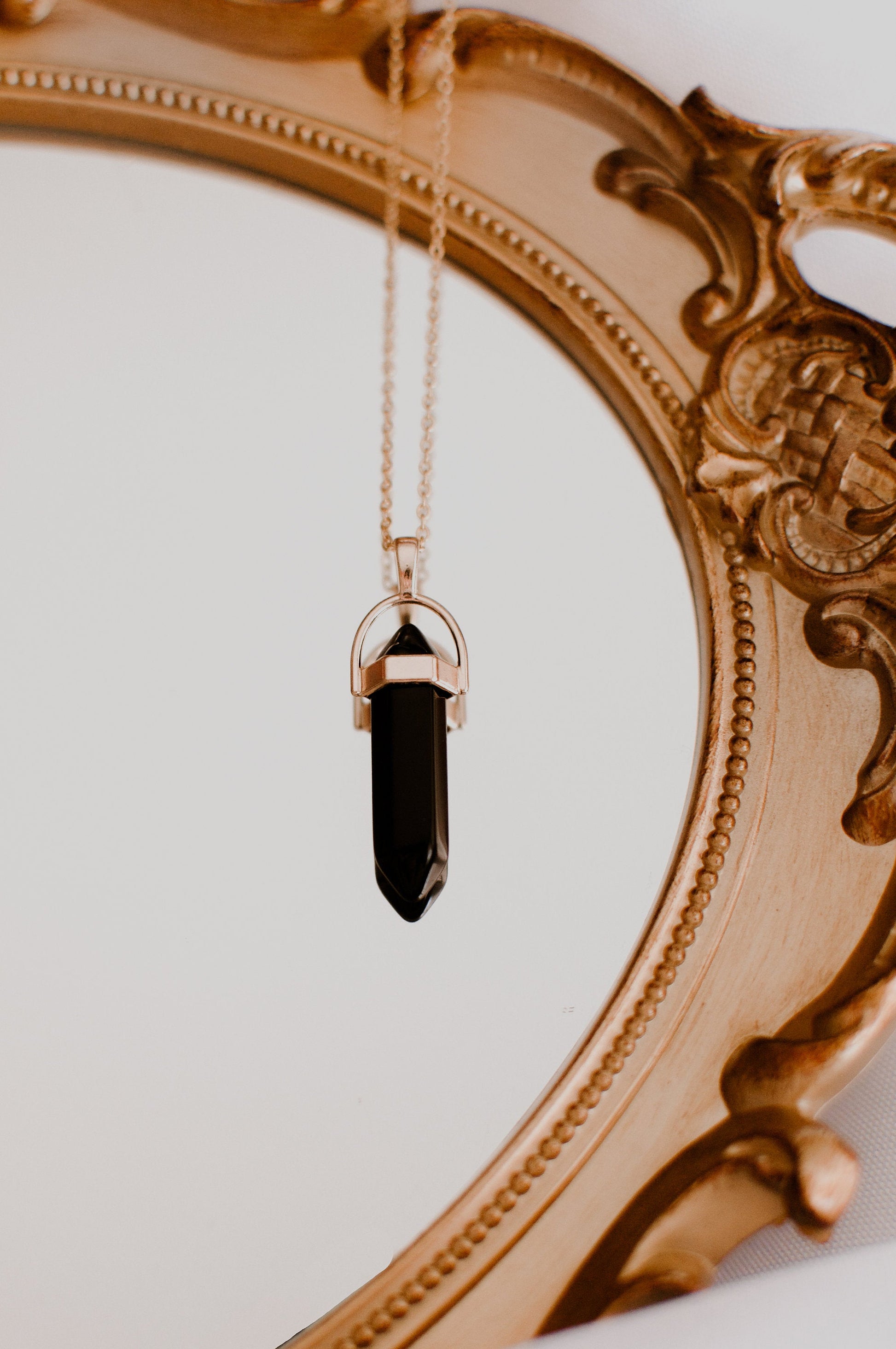 Black Obsidian Gold Onyx Healing Stone Crystal Necklace