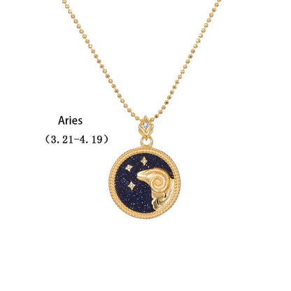 ZODIAC SIGN NECKLACE, Black & Gold Horoscope Women's Jewelry, 12 Constellation Necklace Pendants, Birthday Gift for Her