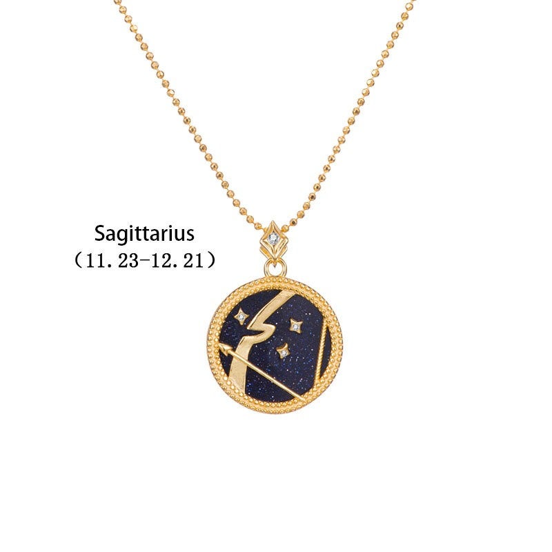 ZODIAC SIGN NECKLACE, Black & Gold Horoscope Women's Jewelry, 12 Constellation Necklace Pendants, Birthday Gift for Her