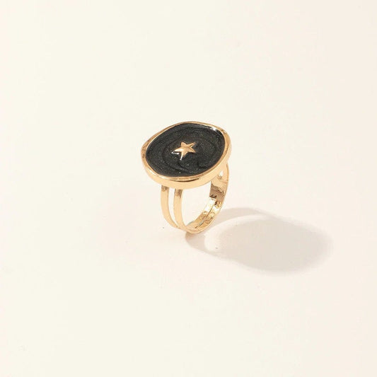 Black Gold Star Ring