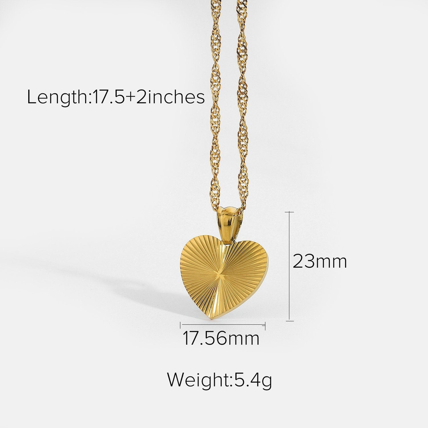 Sunburst Heart Necklace - 18K Gold Stainless Steel Necklace - Shining Sun Heart Pendant, Birthday Gift for Girlfriend
