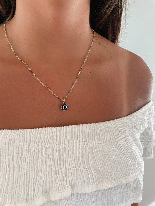 EVIL EYE NECKLACE, Round Rainbow Blue Eye Pendant, Protection Necklace for Women, Bridesmaid Jewelry, Gift for Her