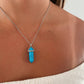 Blue Turquoise Silver Necklace, Turquoise Self-Love Healing Natural Stone Jewelry, Turquoise Crystal Layering Necklace for Women