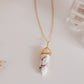 Howlite Gold Crystal Necklace, White Howlite Healing Stone Jewelry, Marble Necklace for Women