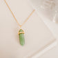 Green Fluorite Gold Healing Stone Crystal Necklace
