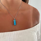 Blue Turquoise Silver Necklace, Turquoise Self-Love Healing Natural Stone Jewelry, Turquoise Crystal Layering Necklace for Women
