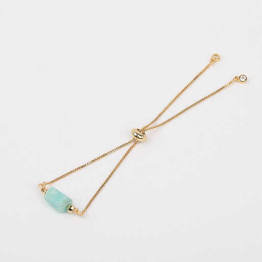 Green Amazonite Adjustable Gold Bracelet, May Gemstone Jewelry, Pisces Birthstone Bracelet