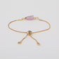 Kunzite Adjustable Gold Bracelet, Pink Healing Gemstone Crystal Jewelry for Women