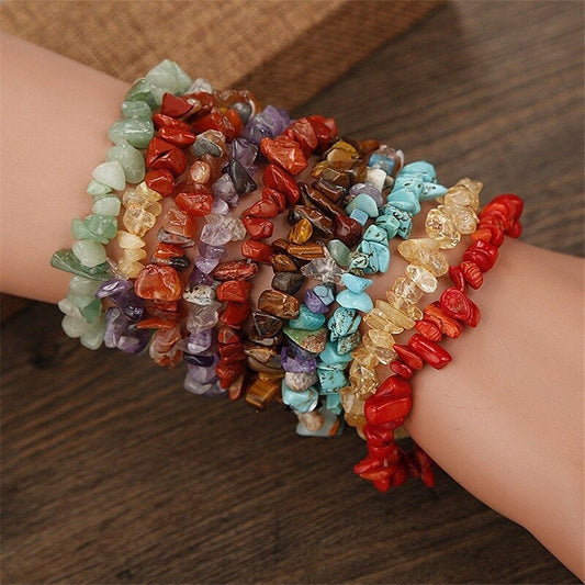 Crystal Bracelets, Gemstone Chip Chakra Bracelets, Meditation Healing Energy Crystal Bracelets, 7 Chakra Crystals, Carnelian & more