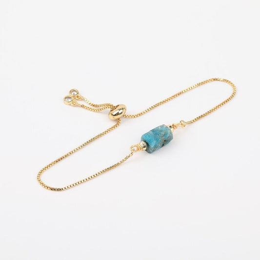 Blue Apatite Adjustable Gold Bracelet, Apatite Healing Crystal Stone Jewelry