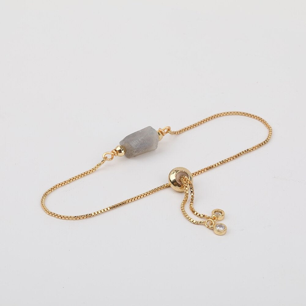 Labradorite Gold Bracelet, Labradorite Healing Crystal Stone Jewelry for Women