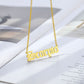 Zodiac Old English Necklace - 18k Gold Plated Stainless Steel Necklace - Zodiac Word Necklace, Zodiac Sign Gift Jewelry, Horoscope Necklace